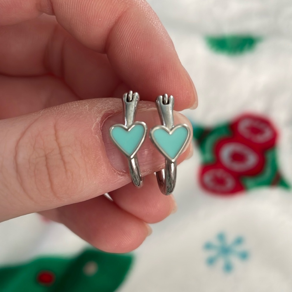 Aqua Heart Earrings